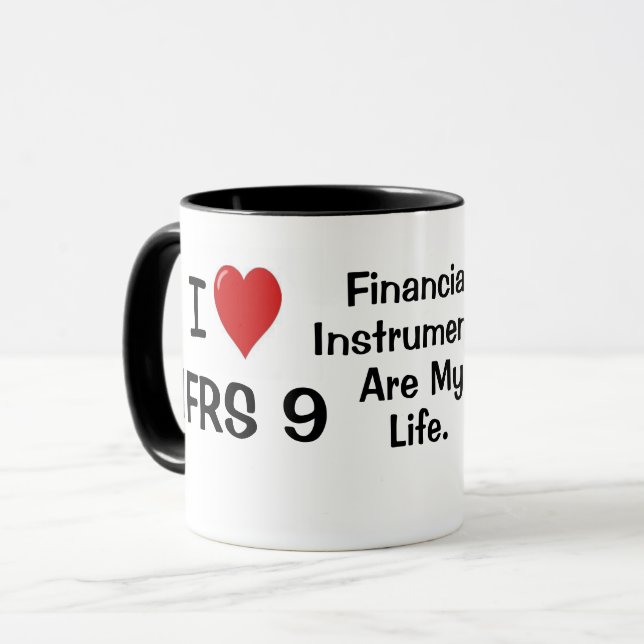 Mug I Love IFRS 7 et 9 Citation d'instruments financie (Devant gauche)