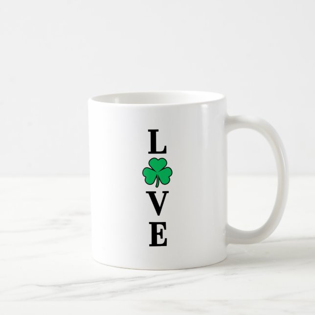 Mug I Love Irlande Shamrock Clover Leaf Simple Elegant (Droite)