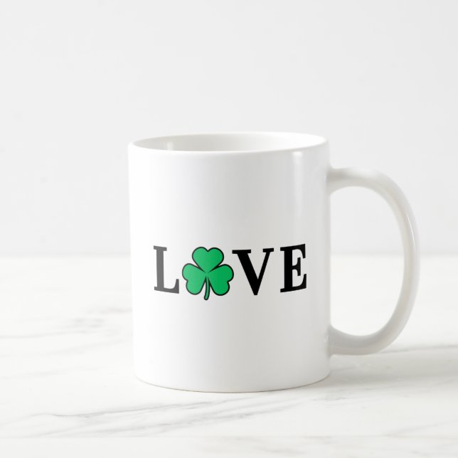 Mug I Love Irlande Shamrock Clover Leaf Simple Elegant (Droite)
