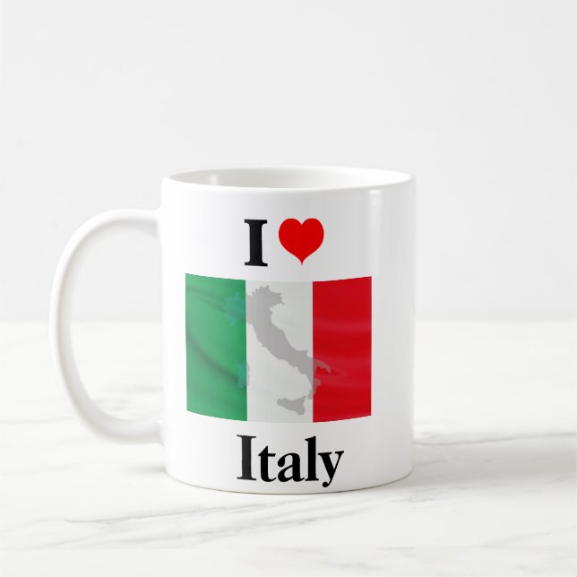 Mug I Love Italie - Carte du drapeau (Gauche)