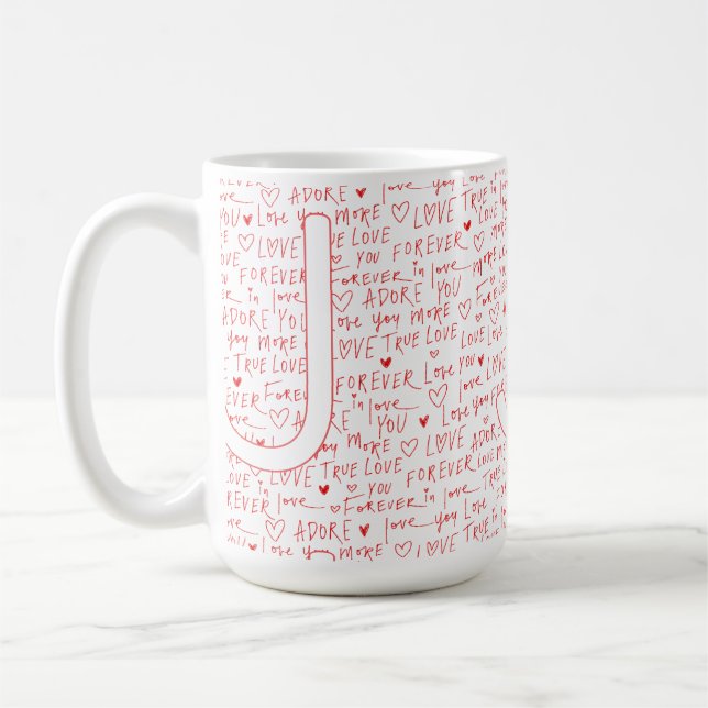 Mug I Love J You — Personalized Initial “J” Romantic D (Gauche)