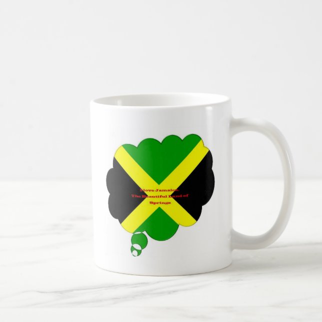 Mug I Love Jamaica Text on Flag Art Print (Droite)