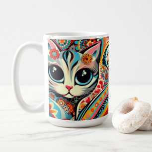 Mug I Love Kitties Chat Mexicain Folk Art Talavera Sty