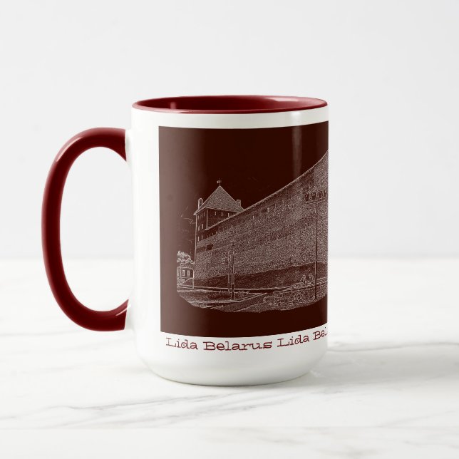Mug I Love Lida Belarus Architecture Castle Sketch (Gauche)