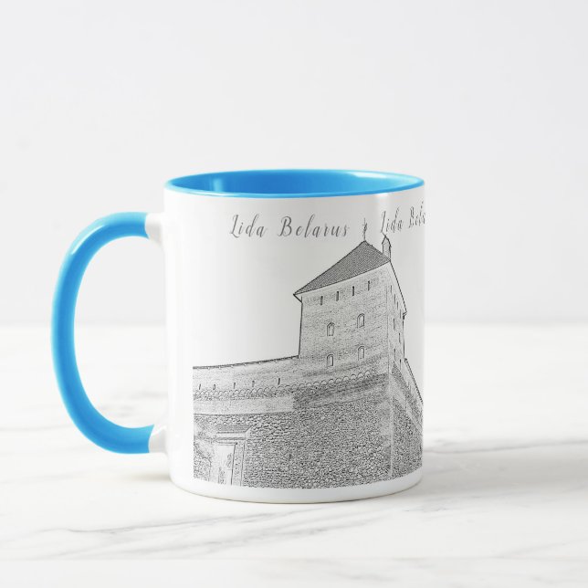Mug I Love Lida Belarus Architecture Castle Sketch (Gauche)