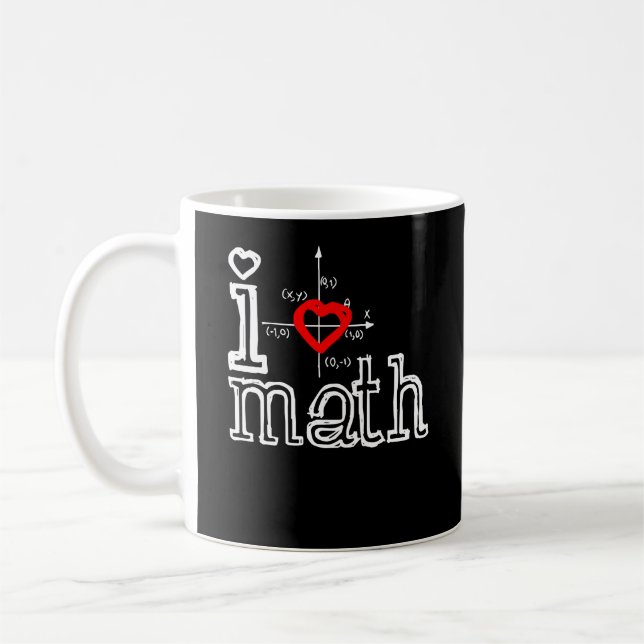 Mug I Love Math I Heart Math Mathématiques (Gauche)