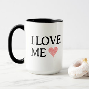 Mug I LOVE ME with Scribble Red Heart - Personnalisabl
