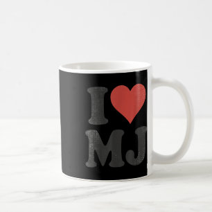 Mug I Love Mj Fan Vintage Merch Red Heart Initiales De