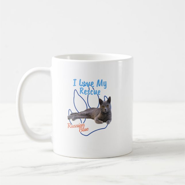 Mug I Love Mon Secourt Russe Bleu Cool Adopté Chat (Gauche)
