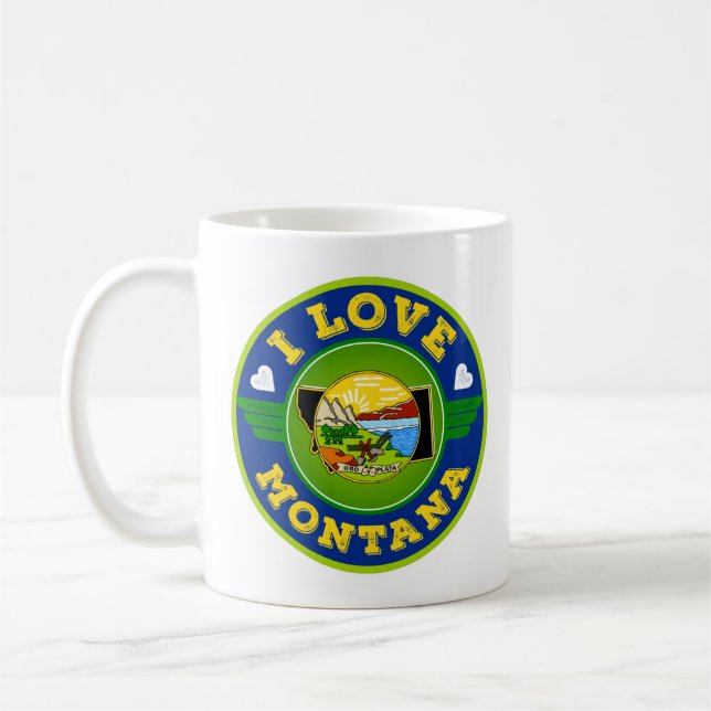 Mug I Love Montana State Flag and Map (Gauche)