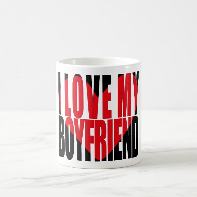 Mug I Love My Boyfriend Coeur Typographie (Centre)