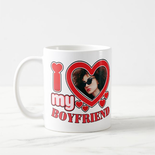 Mug I Love My Boyfriend Photo personnalisée (Gauche)