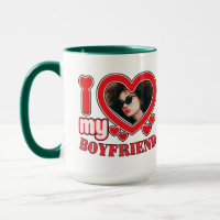 I Love My Boyfriend Photo personnalisée Coeur