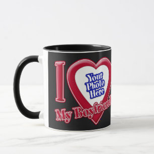 Mug I Love My Boyfriend Photo Red Heart Black
