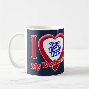 Mug I Love My Boyfriend Photo Red Heart Navy Blue