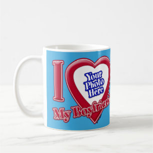 Mug I Love My Boyfriend Photo Red Heart Turquoise