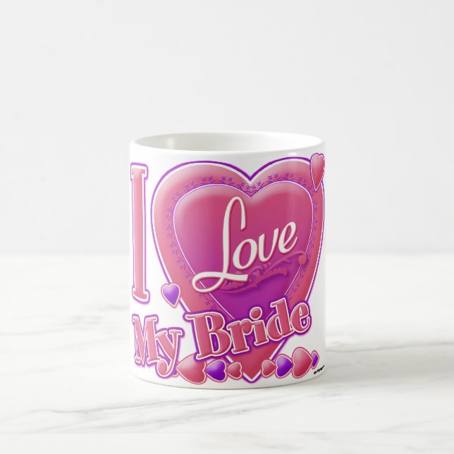 Mug I Love My Bride rose/violet - coeur (Centre)