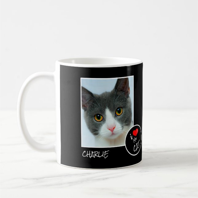 Mug I Love My Cat, Custom Photo - Pet Lovers (Gauche)