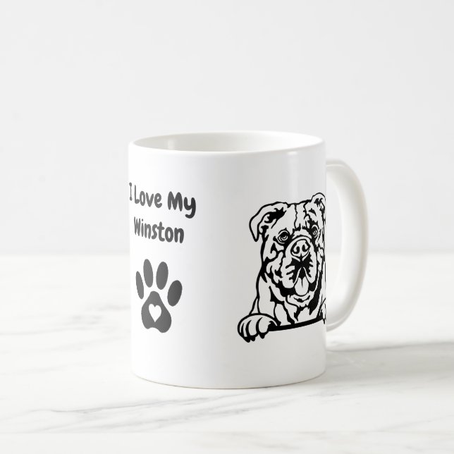 Mug I Love my CONTINENTAL BULLDOG Nom et Empreinte de  (Devant droit)
