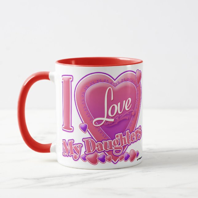 Mug I Love My Daughters rose/violet - coeur (Gauche)