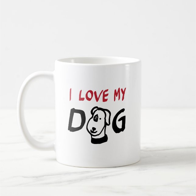 Mug I Love My Dog with dog illustration (Gauche)