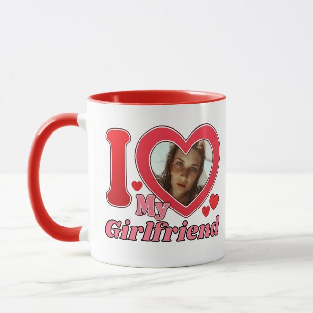 Mug I Love My Girlfriend Petit ami Femme Mari Photo (Gauche)