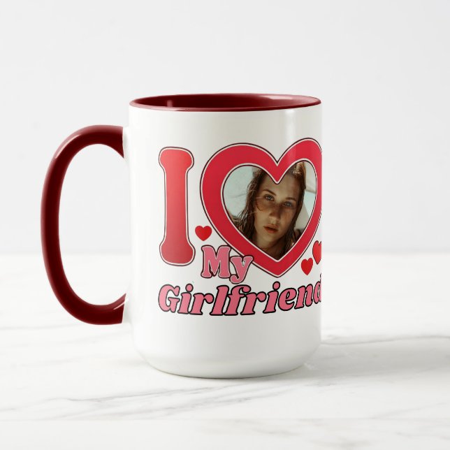 Mug I Love My Girlfriend Petit ami Femme Mari Photo (Gauche)