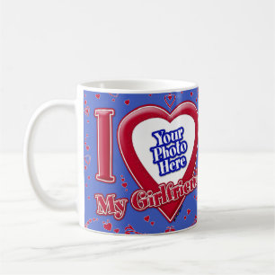 Mug I Love My Girlfriend Photo Red Hearts Deep Royal B