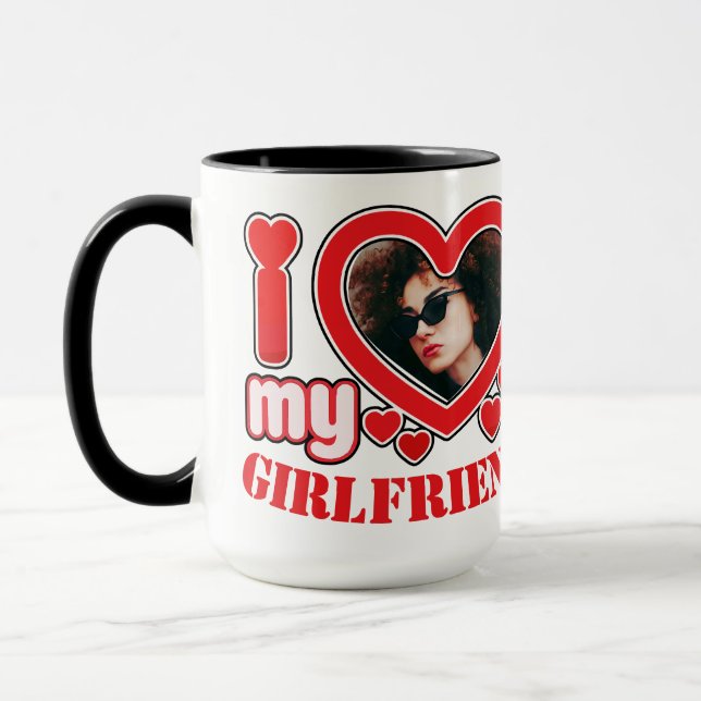 Mug I Love My Girlfriend Photo Texte personnalisé (Gauche)