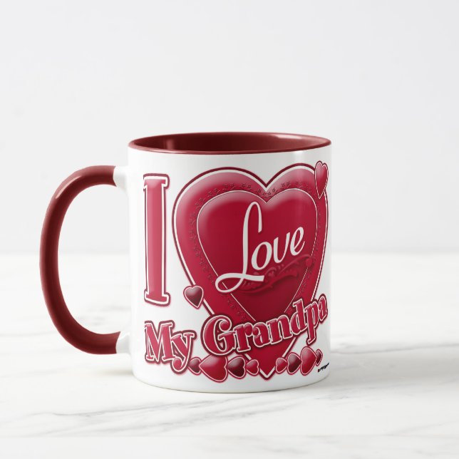 Mug I Love My Grand-pa rouge - coeur (Gauche)