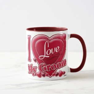Mug I Love My Groom rouge - coeur