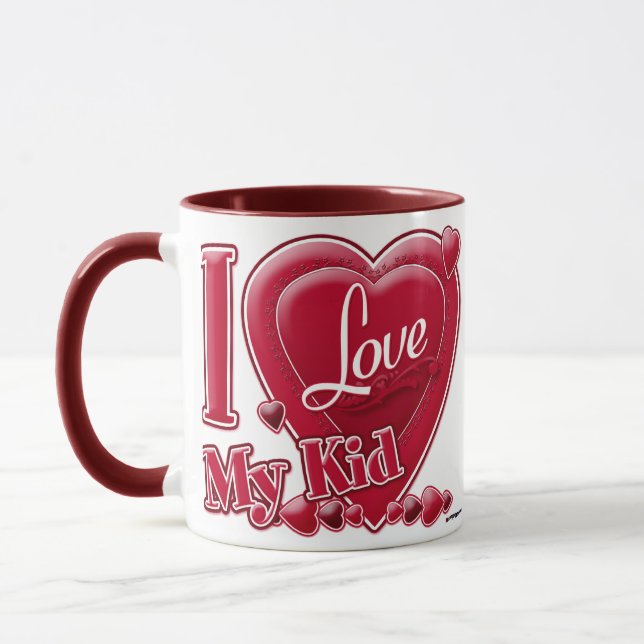 Mug I Love My Kid rouge - coeur (Gauche)
