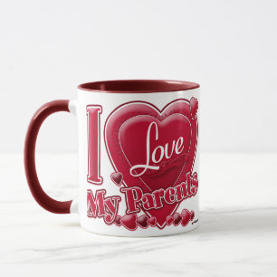 Mug I Love My Parents rouge - coeur