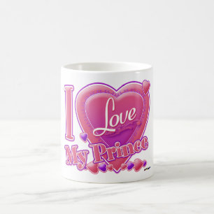 Mug I Love My Prince rose/violet - coeur
