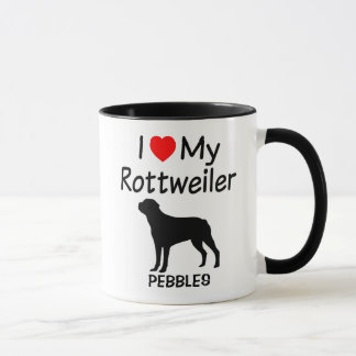 Mug I Love My Rottweiler Chien Silhouette