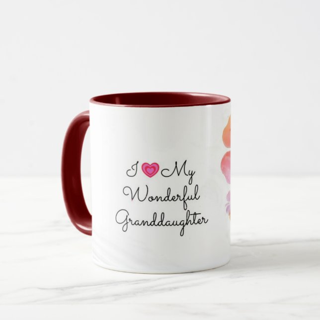 Mug I Love My Wonderful Grandgirl, design pastel (Devant gauche)