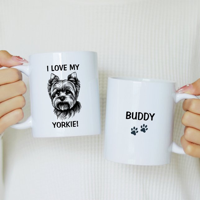 Mug I Love My Yorkie Personnalisé avec Yorkie Sketch (Créateur téléchargé)