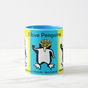 Mug I love PENGUINS - Faune - Nature - Jaune