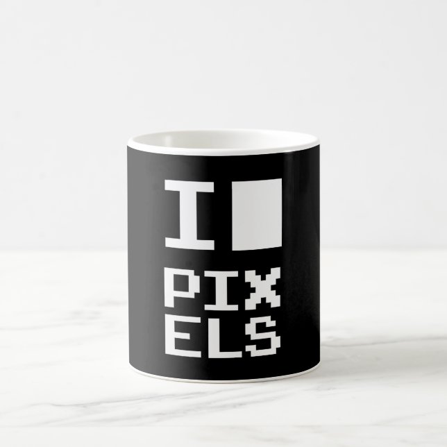 Mug I Love Pixels, design geek, art des pixels (Centre)