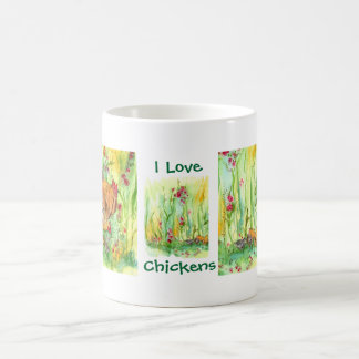 Mug I Love Poulets Hen Rooster Chicks Aquarelle