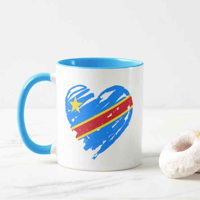 Mug I Love RDC - Congo Congo Drapeau Entendu (Avec donut)