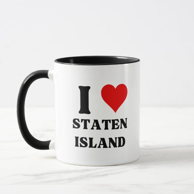 Mug I Love Staten Island Heart Meme Funny (Gauche)