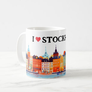 Mug I Love Stockholm Peinture   Voyage   Café