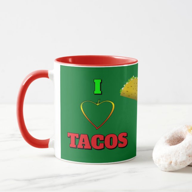 Mug I Love Tacos Petit Camion Taco Jaune (Avec donut)