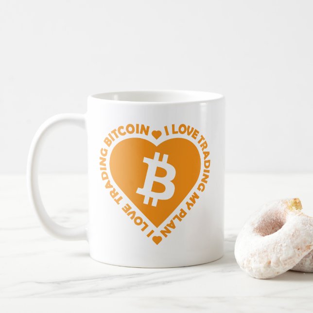 Mug I Love Trading Bitcoin Texte Coeur (Avec donut)