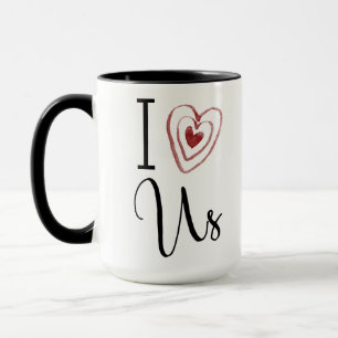 Mug "I Love Us" avec Red Watercolor Heart, Typographie