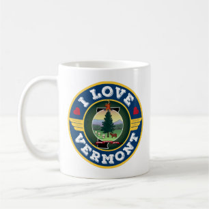 Mug I Love Vermont State Flag and Map
