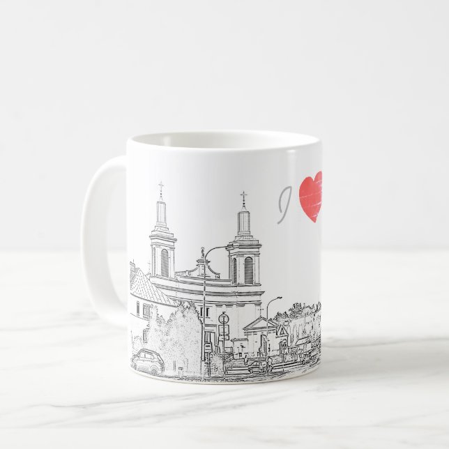 Mug I Love Volkovysk Biélorussie Architecture Cathédra (Devant gauche)