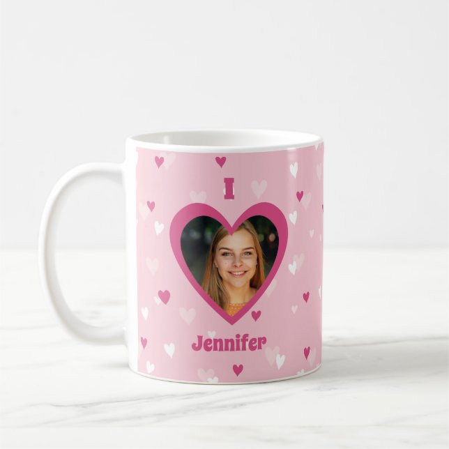 Mug I Love You Custom Photo Hearts Valentine (Gauche)