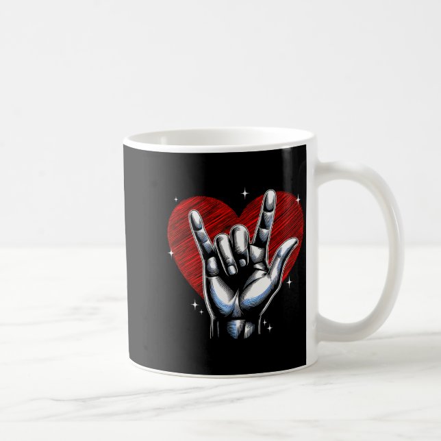 Mug I Love You Hand Sign Asl Heart Women Kids Men Vale (Droite)
